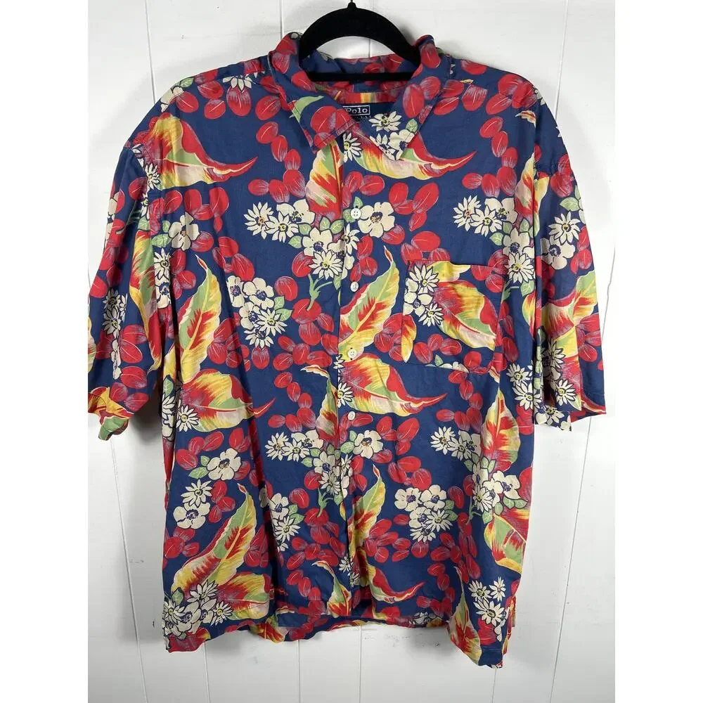 Polo Ralph Lauren Vintage 1990’s Caldwell Hawaiian Tropical Resort Shirt Size XL